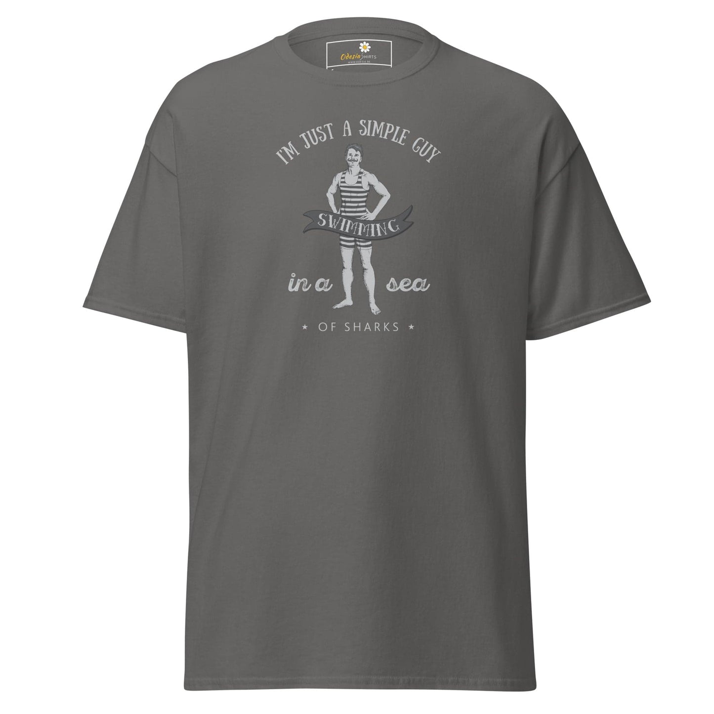 Unisex classic t-shirt - FUN SIMPLE GUY SEA SHARKS - REGULAR - Charcoal / S