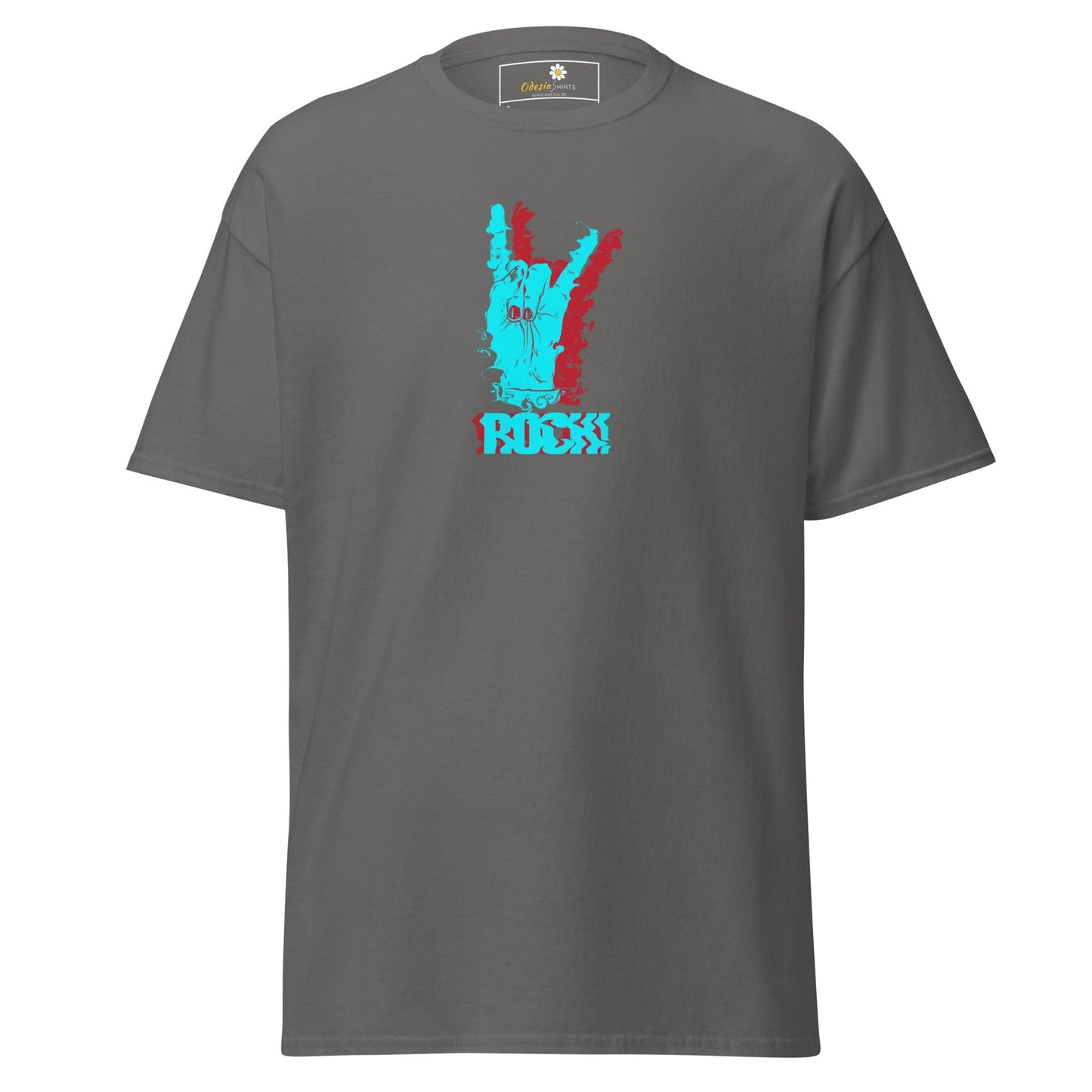 Gray T-shirt with rock hand graphic from T-SHIRT DESIGN TEE for Men and Women