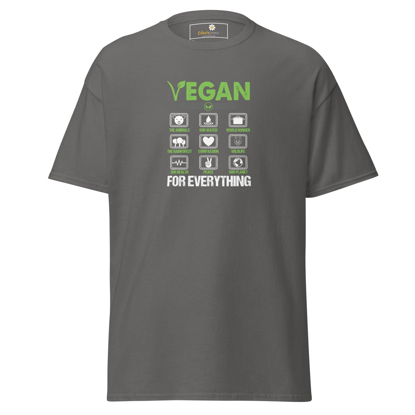Gray T-shirt with vegan graphic from T-SHIRT DESIGN TEE for Men and Women sizes S to XL