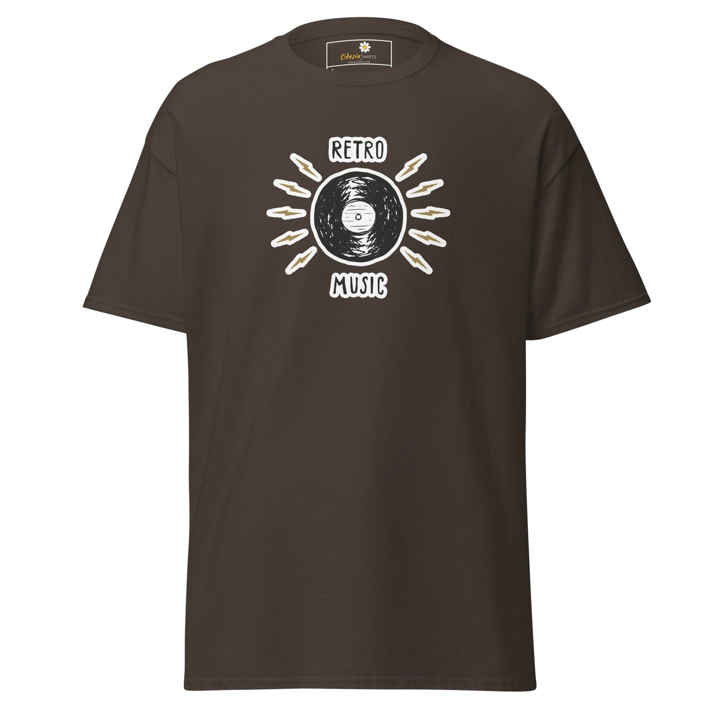 Brown T-shirt with retro music design for Men and Women in sizes S to XL