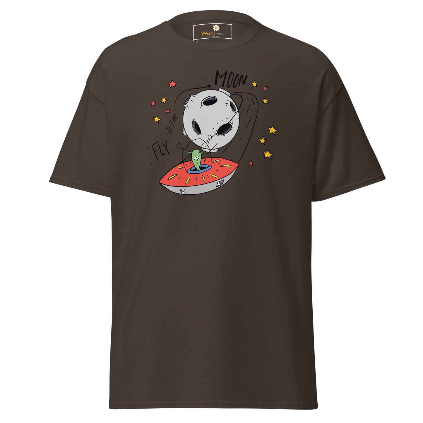 Unisex classic t-shirt - SPACE ALIEN MOON - REGULAR - Dark Chocolate / S