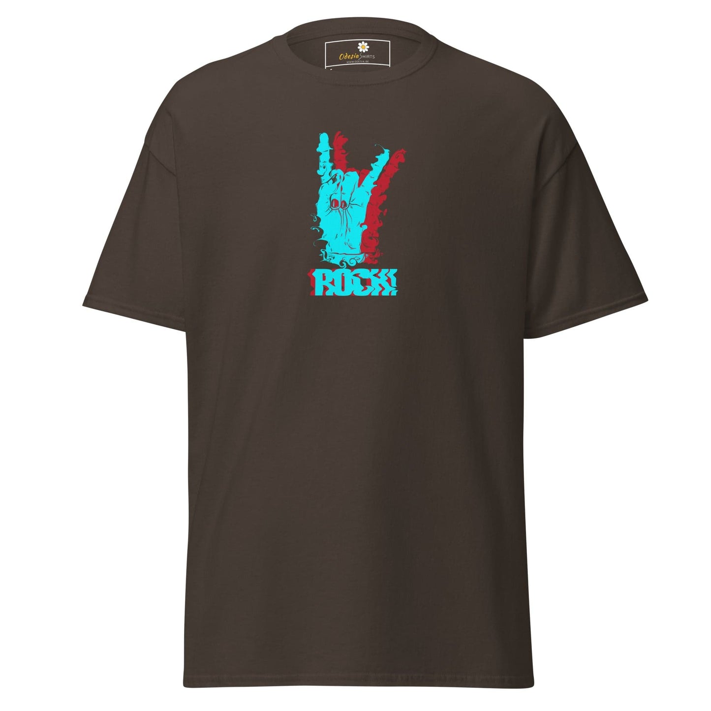 Brown T-shirt with rock hand graphic from T-SHIRT DESIGN TEE for Men and Women