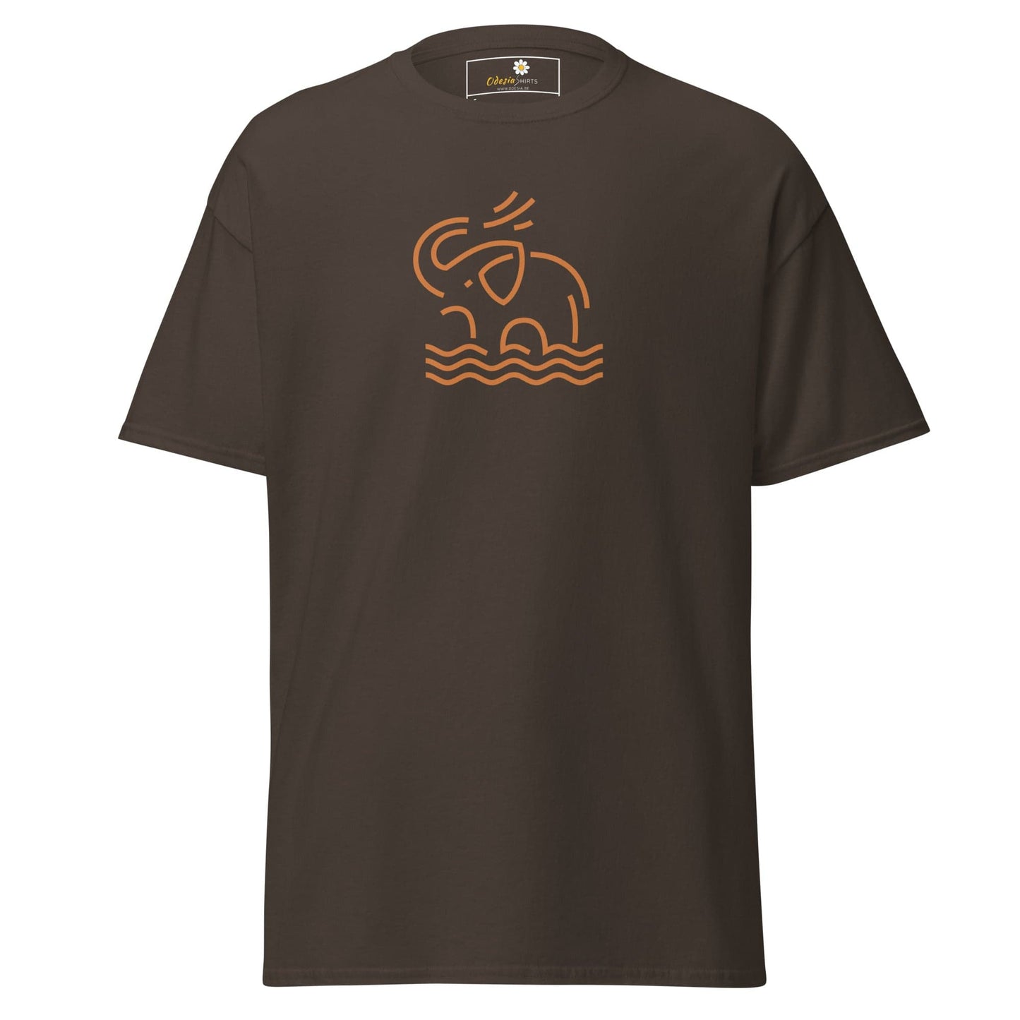 Unisex classic t-shirt - WILD LIFE ELEPHANT ORANGE - REGULAR - Dark Chocolate / S
