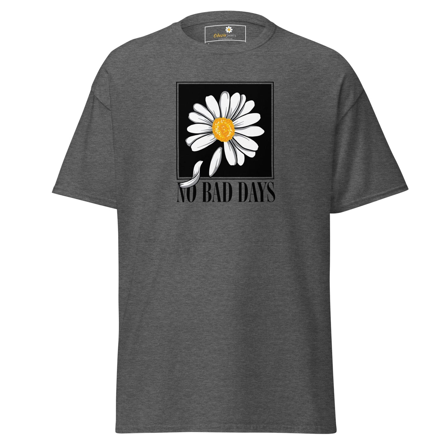 Gray T-shirt with daisy graphic from T-SHIRT DESIGN TEE for Men and Women in S to XL