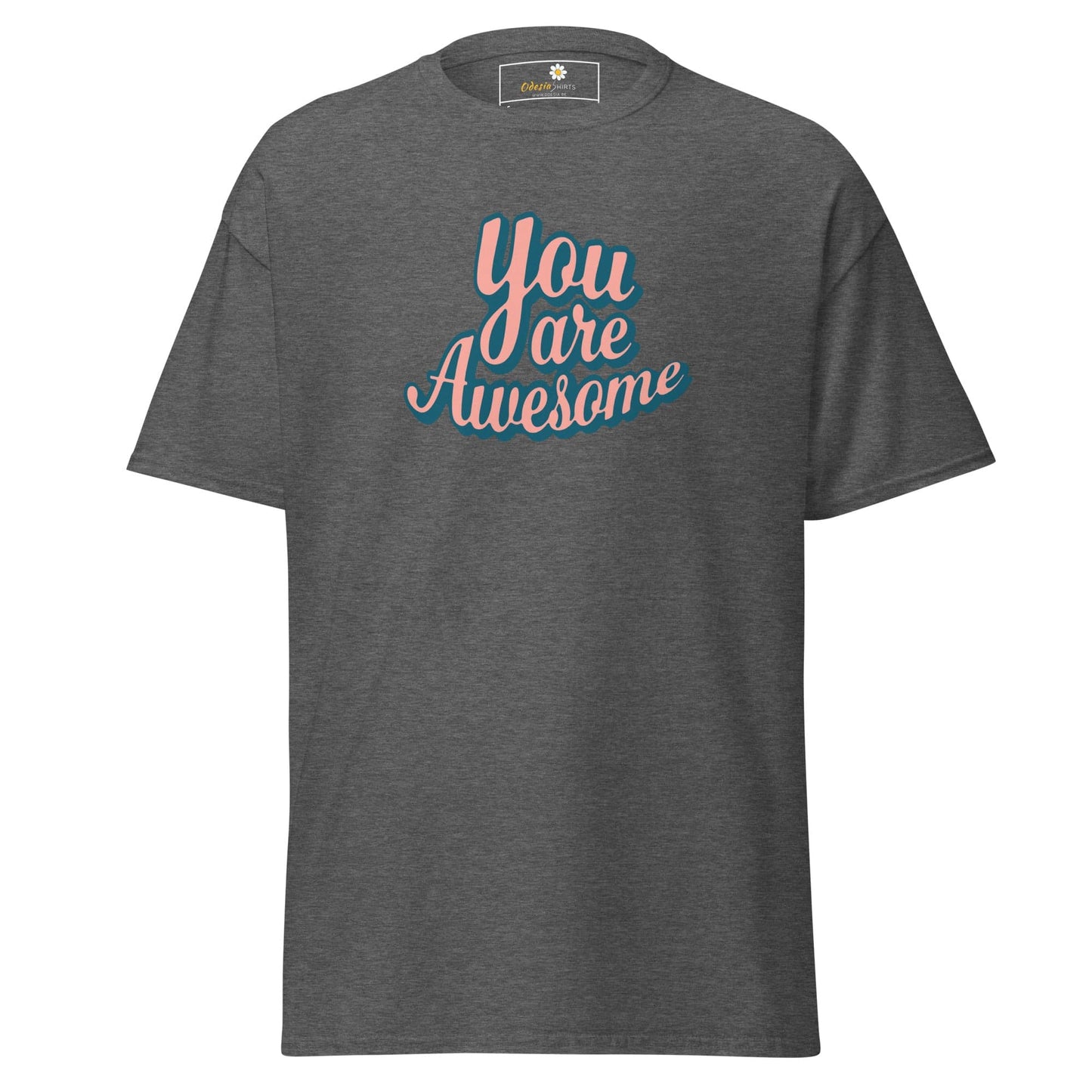 Unisex classic t-shirt - TEXT YOU ARE AWESOME - REGULAR - Dark Heather / S