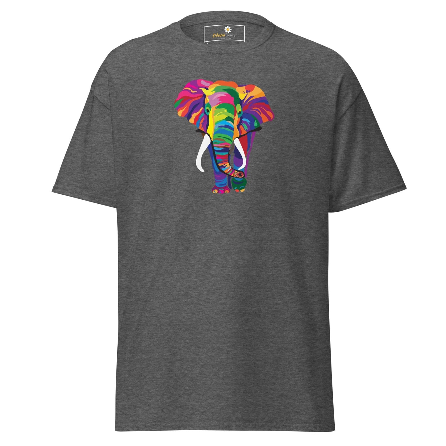 Unisex classic t-shirt - WILD LIFE ELEPHANT COLORFUL - REGULAR - Dark Heather / S