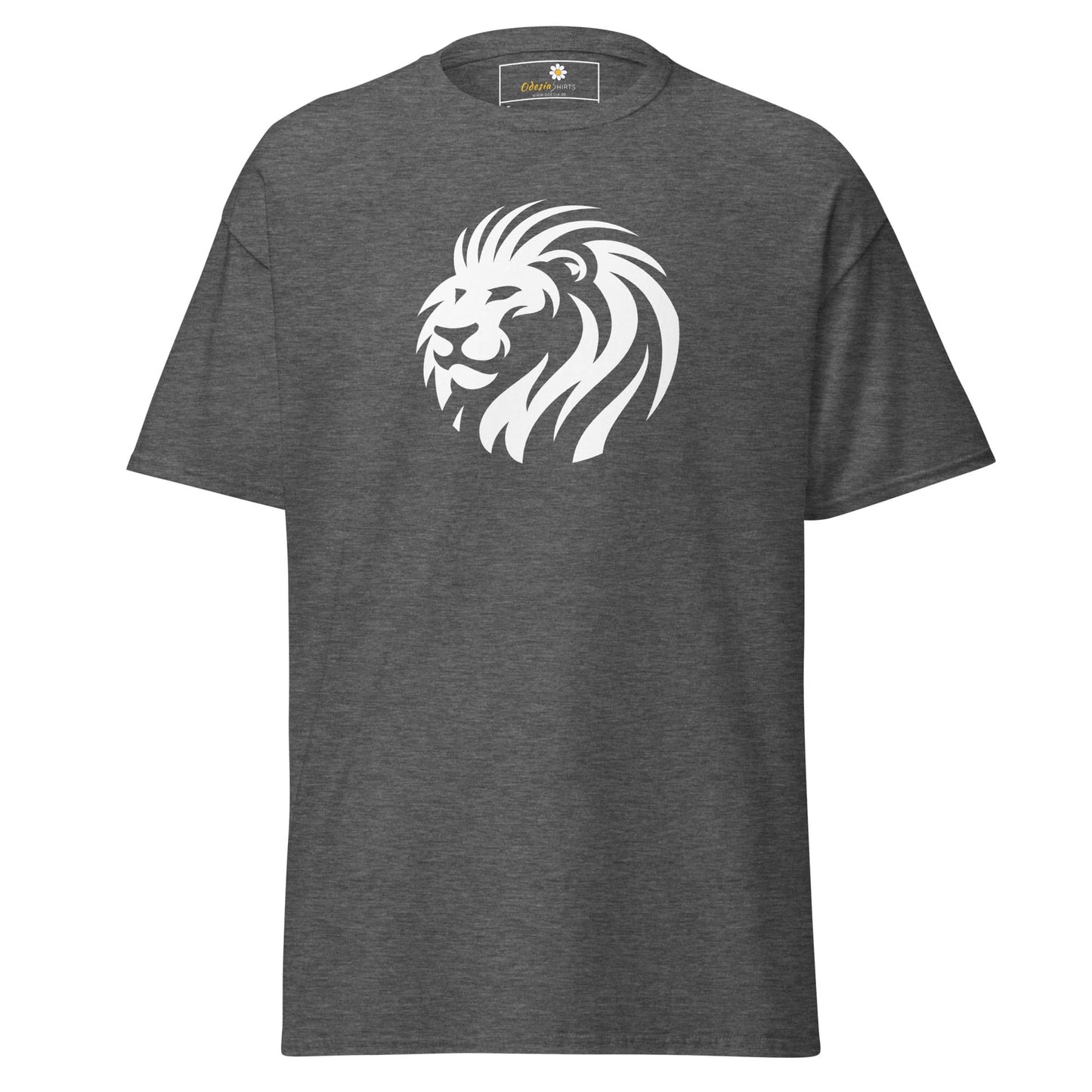 Unisex classic t-shirt - WILD LIFE LION HEAD CIRCLE - REGULAR - Dark Heather / S