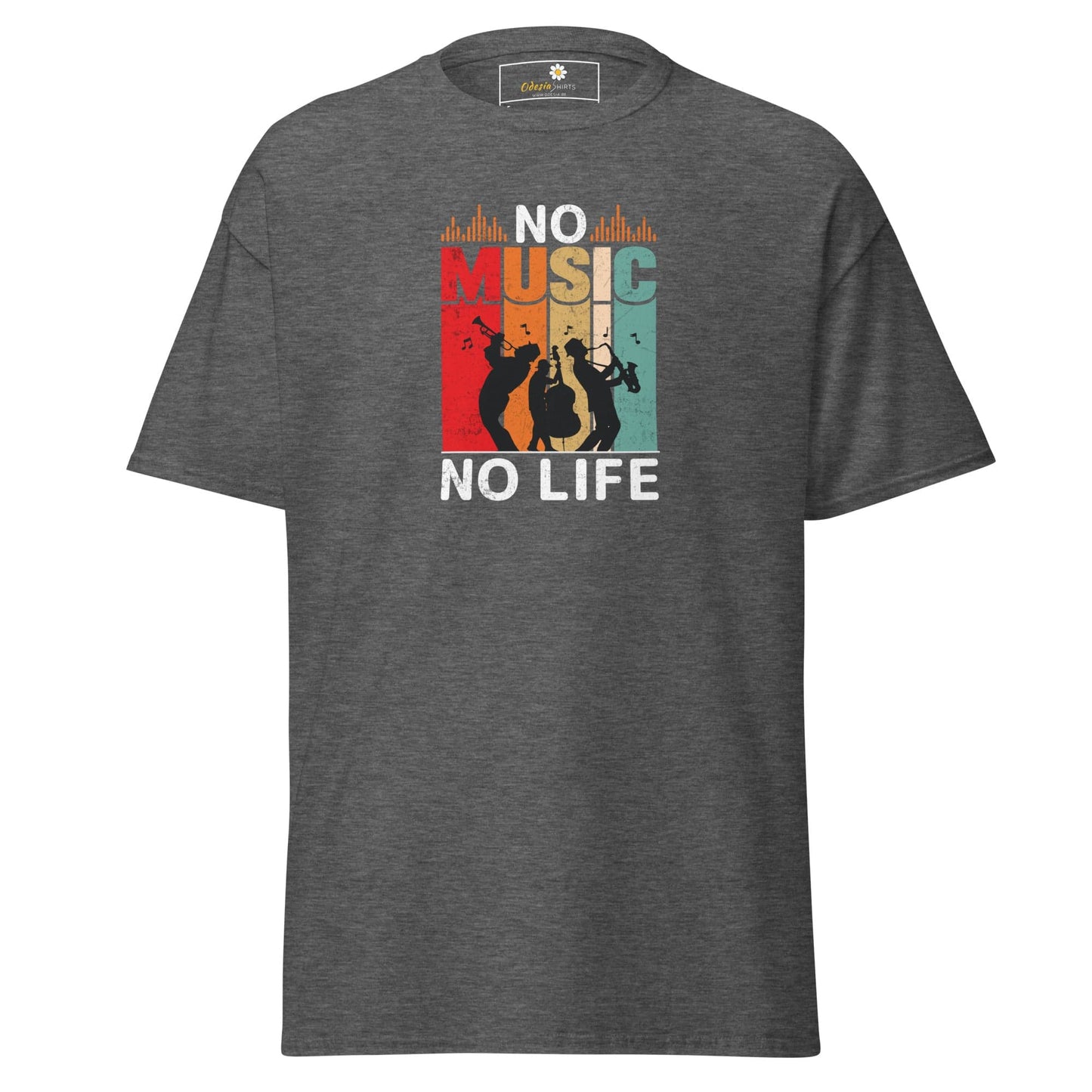 Unisex classic t-shirt - MUSIC NO MUSIC NO LIFE - REGULAR - Dark Heather / S