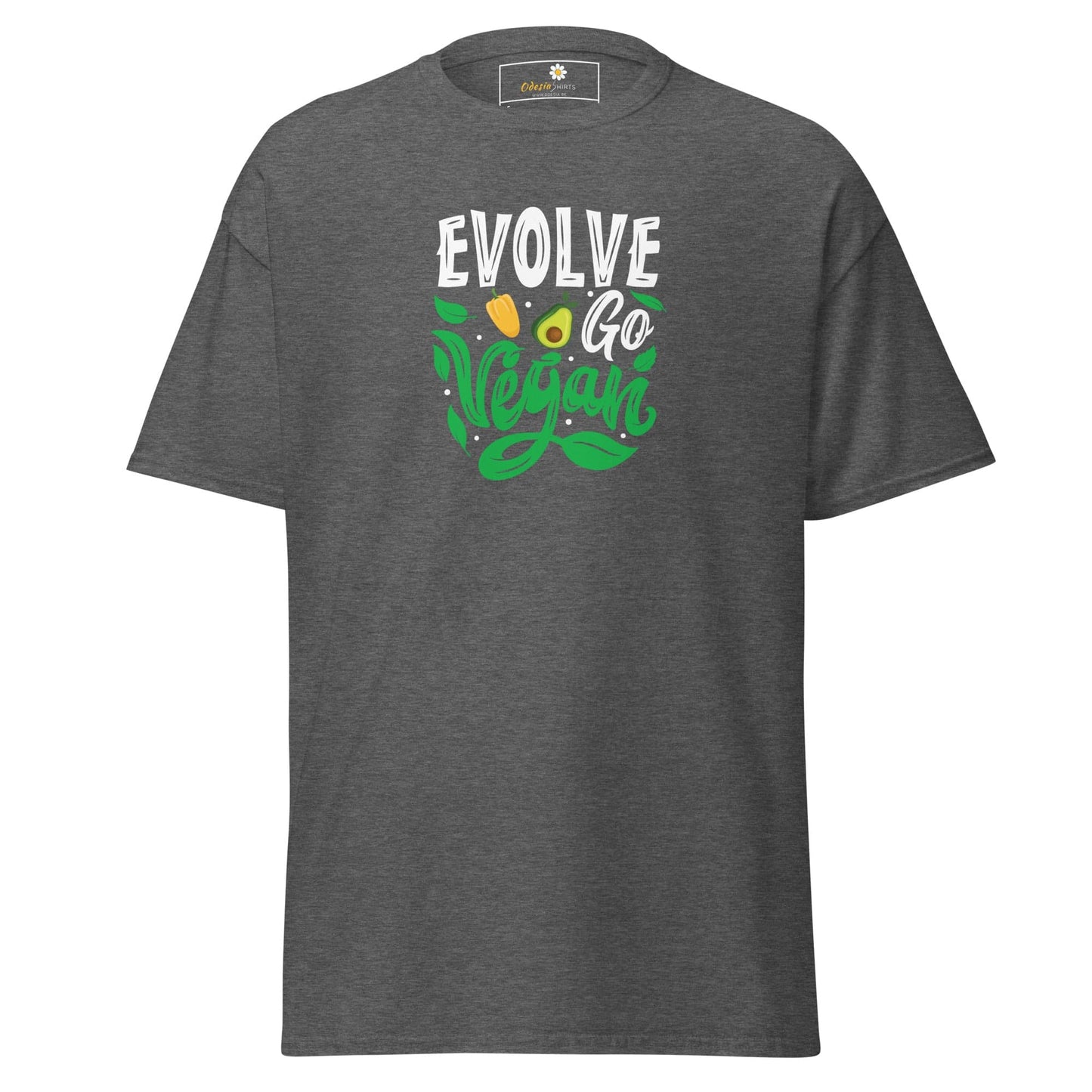 Unisex classic t-shirt - VEGAN EVOLVE GO VEGAN - REGULAR - Dark Heather / S