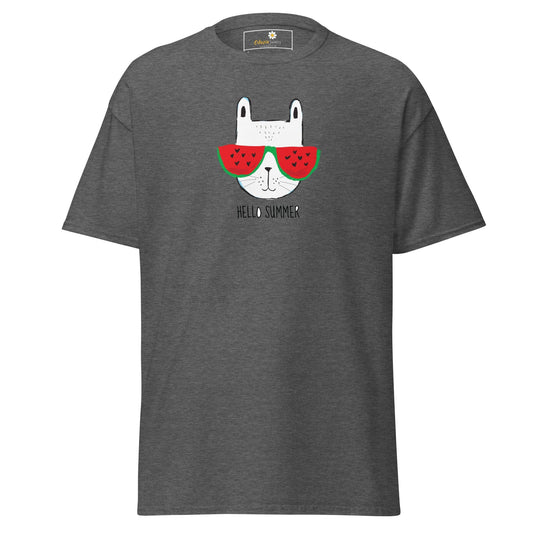 Unisex classic t-shirt - SUMMER HELLO CAT - REGULAR - Dark Heather / S