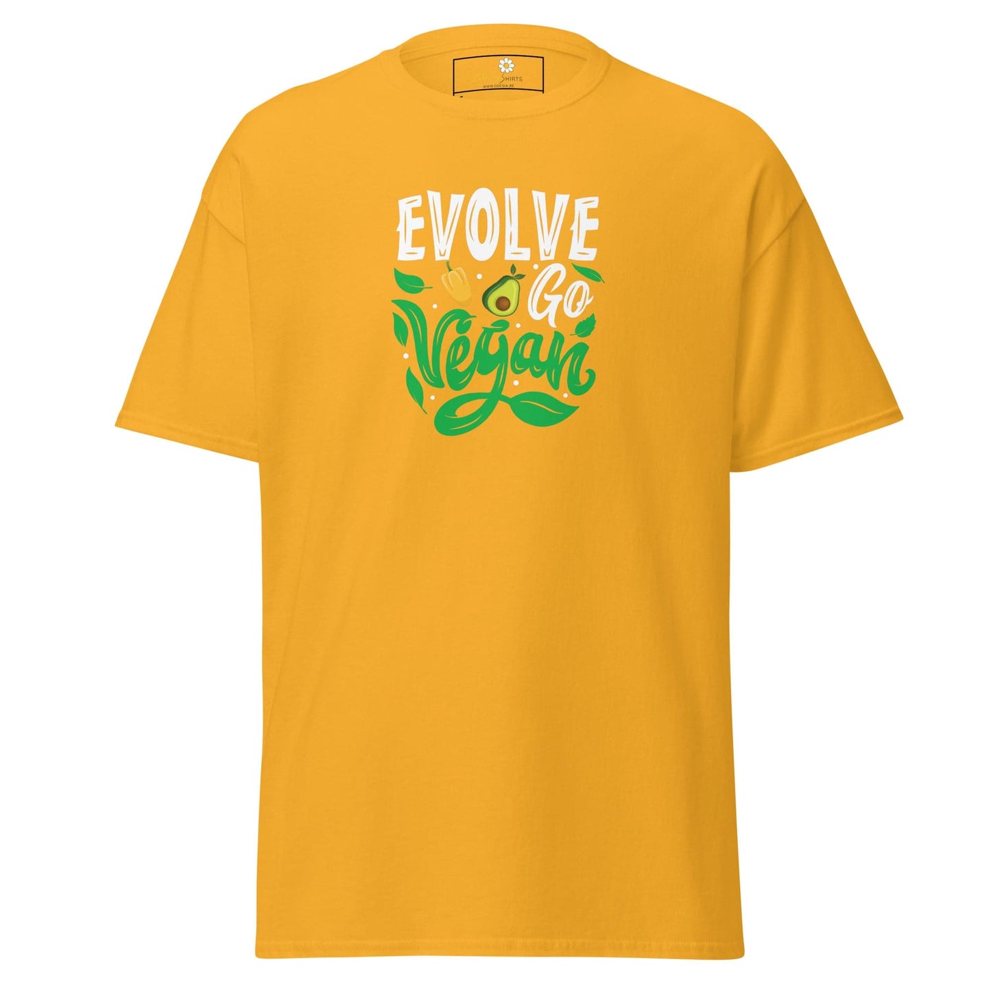 Unisex classic t-shirt - VEGAN EVOLVE GO VEGAN - REGULAR - Gold / S