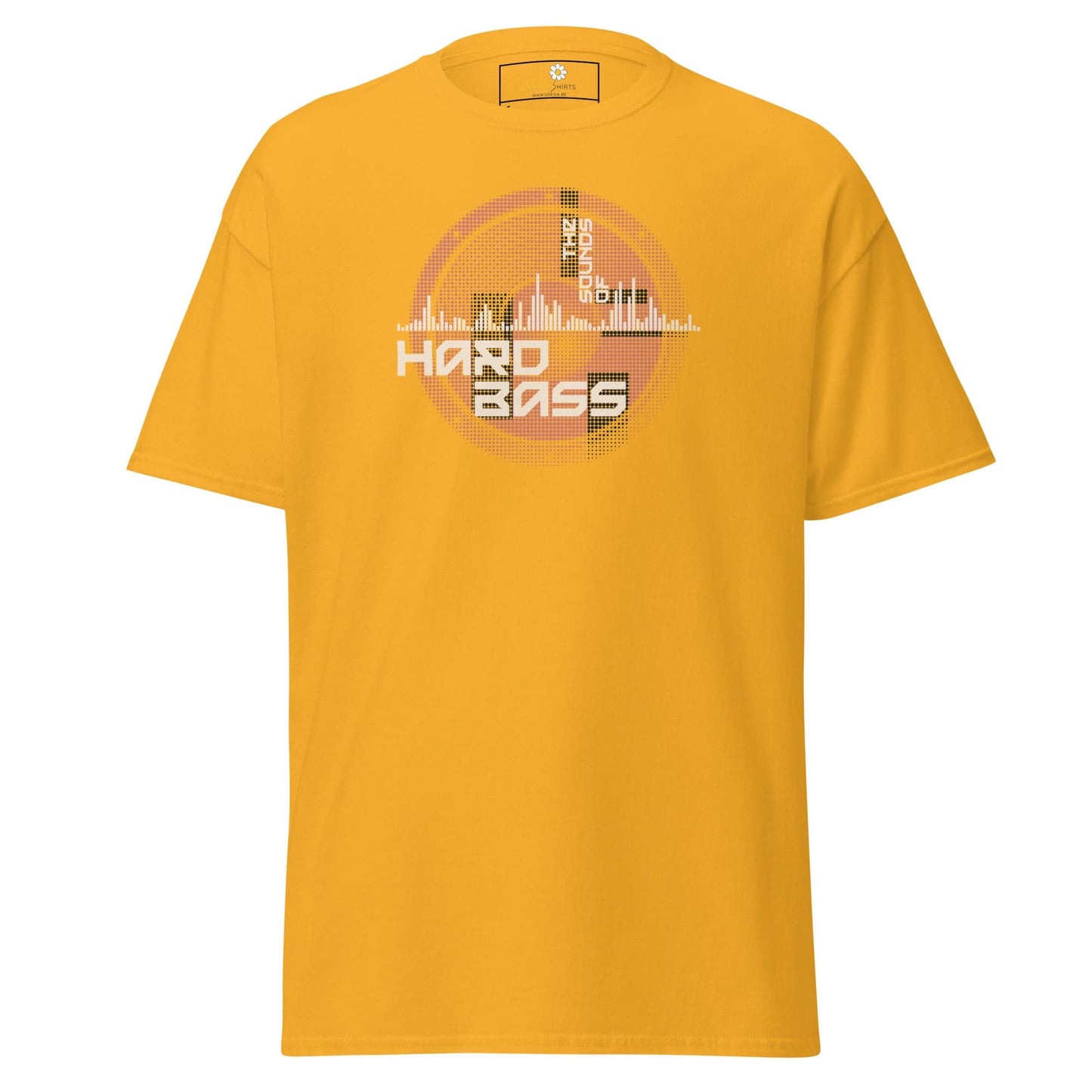 Yellow T-shirt with Hard Bass graphic for men and women in sizes S to XL