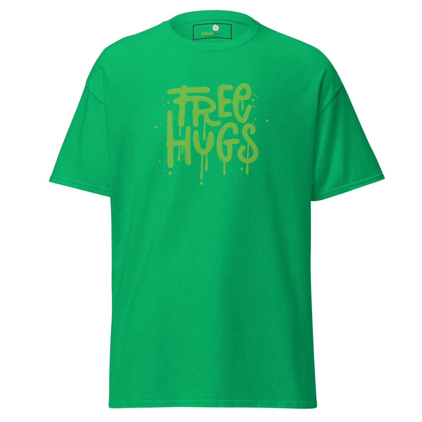Green T-shirt with Free Hugs graphic from T-SHIRT DESIGN TEE for men and women