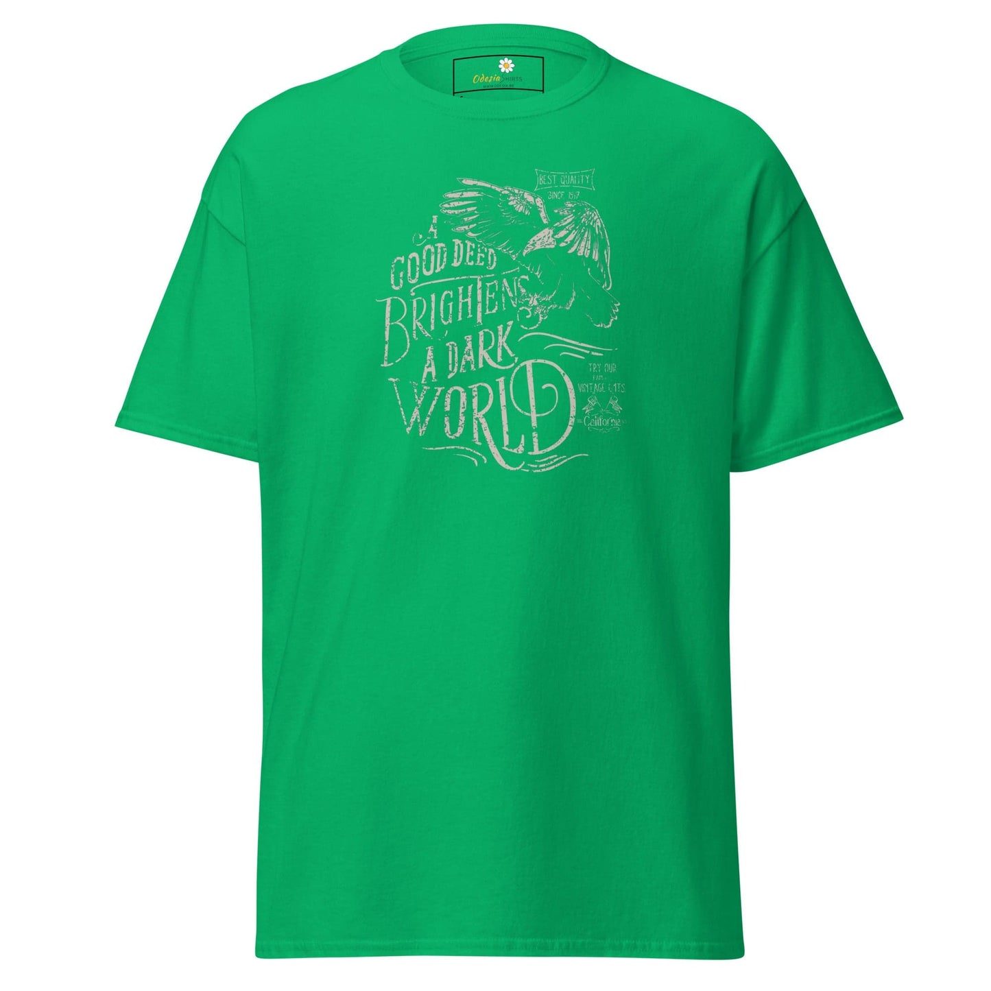 Green graphic T-shirt displayed in the T-SHIRT DESIGN TEE for Men and Women size S to XL