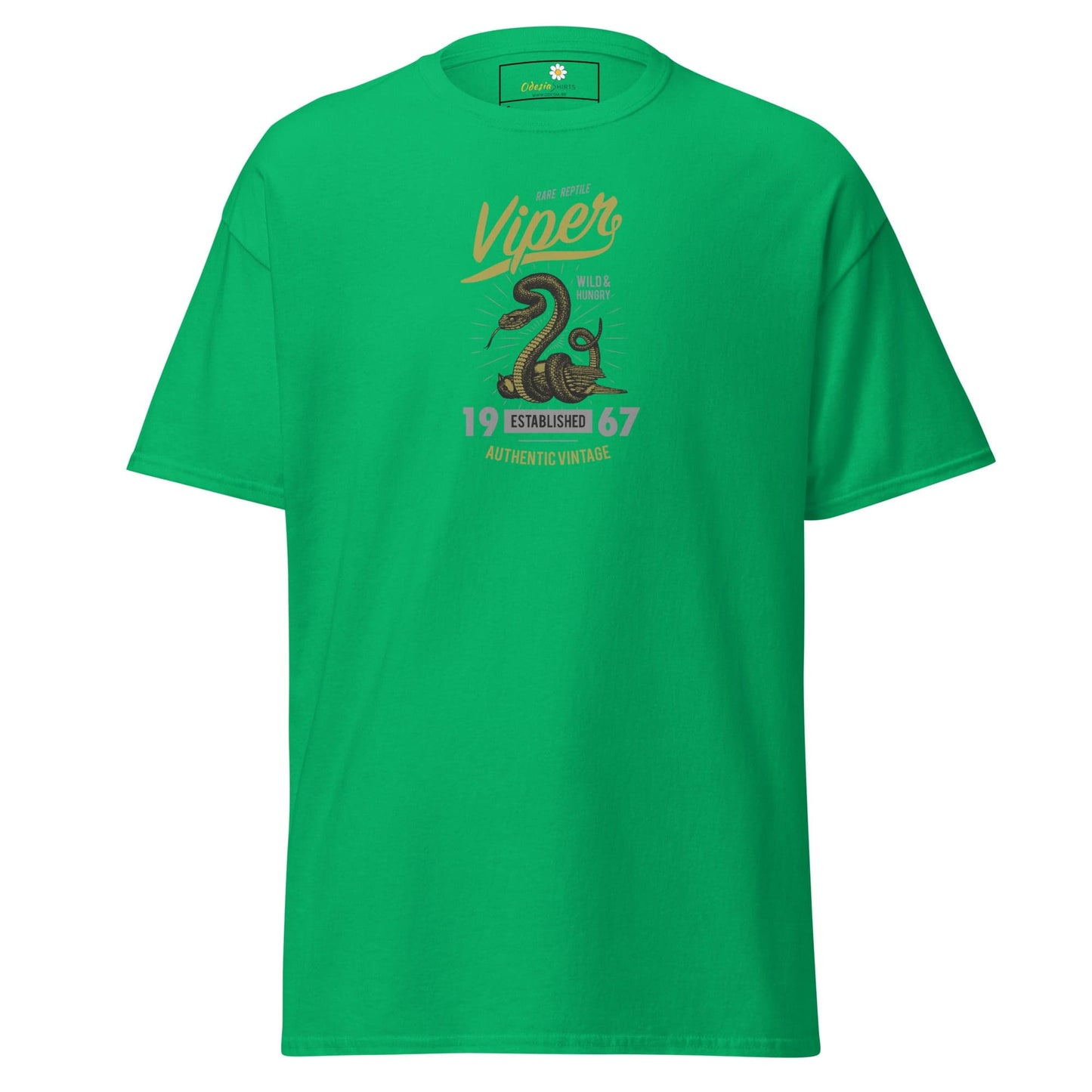 Green T-Shirt with Snake Graphic for Men and Women, Sizes S to XL
