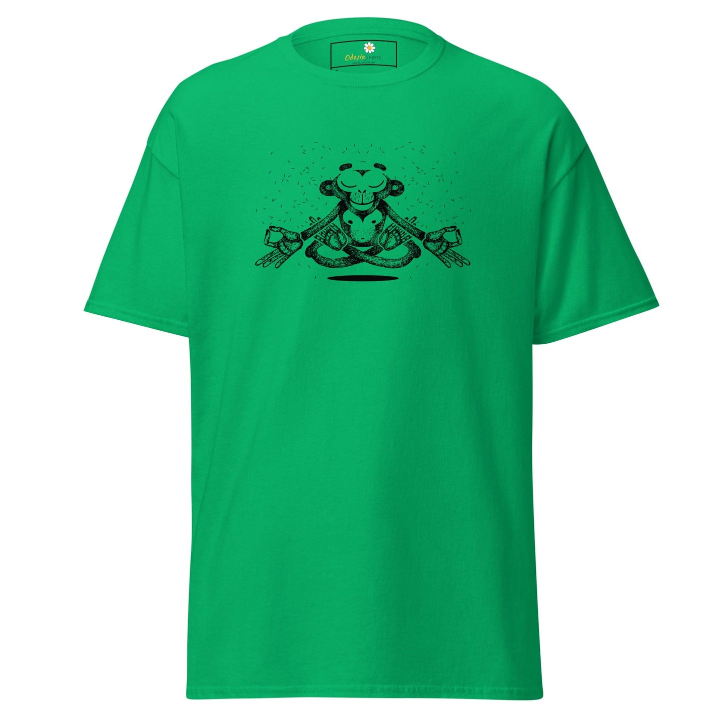 Green T-shirt with a monkey graphic from T-SHIRT DESIGN TEE for men and women sizes S to XL