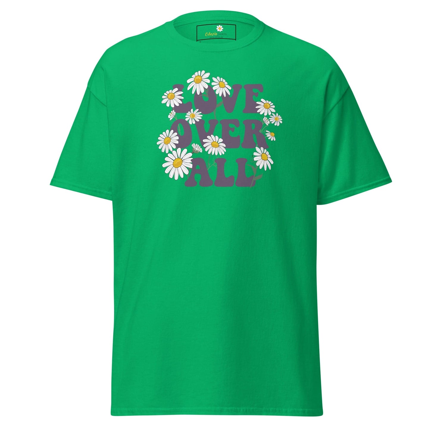 Green floral design T-shirt for men and women in sizes S to XL