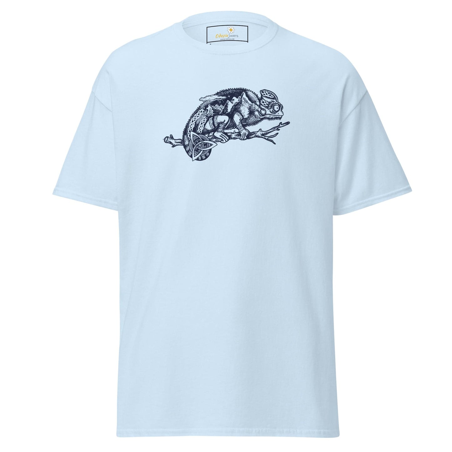 Light blue T-shirt featuring a chameleon graphic from T-SHIRT DESIGN TEE collection