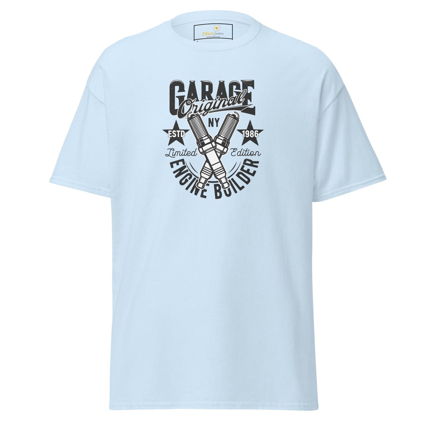 Unisex classic t-shirt - MOTOR GARAGE ENGINE BUILDER - REGULAR - Light Blue / S