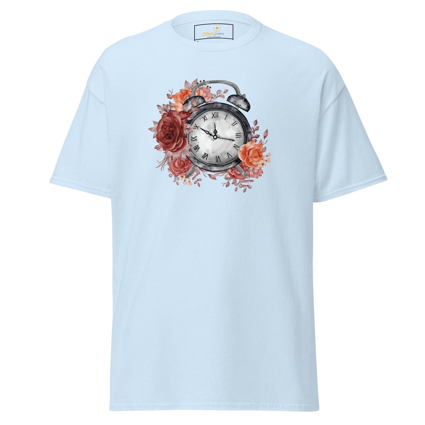 Unisex classic t-shirt - FANTASY CLOCK TIME FLOWERS - REGULAR - Light Blue / S