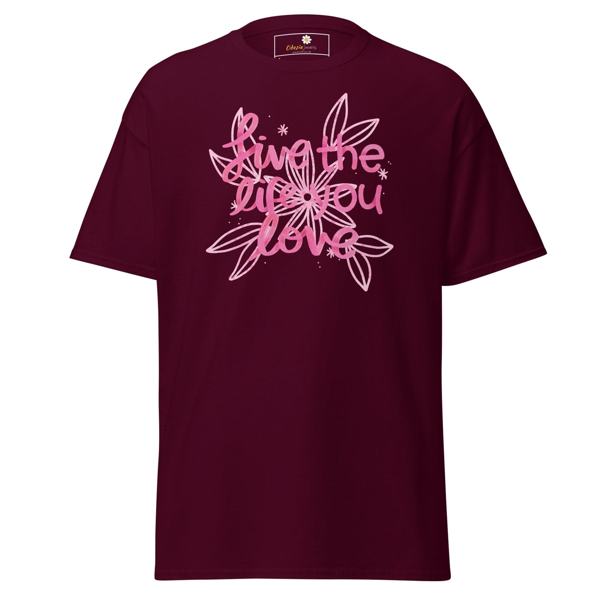 Unisex classic t-shirt - POSITIVE LIFE YOUR LIFE - REGULAR - Maroon / S