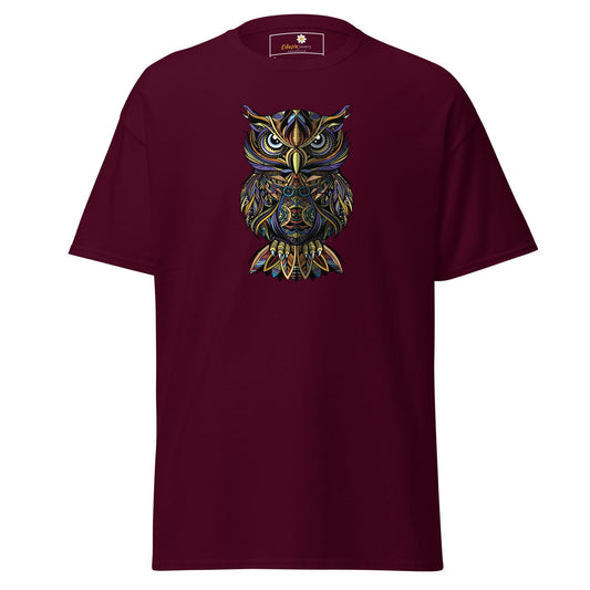 Unisex classic t-shirt - WILD LIFE ABSTRACT OWL - REGULAR - Maroon / S