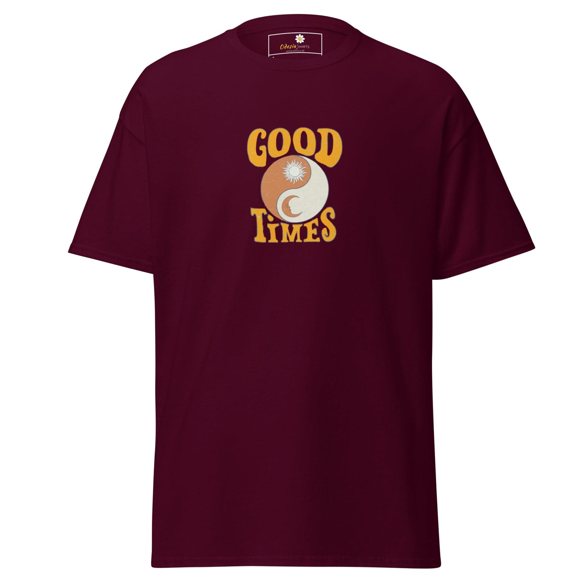 Unisex classic t-shirt - POSITIVE GOOD TIMES YIN YANG - REGULAR - Maroon / S