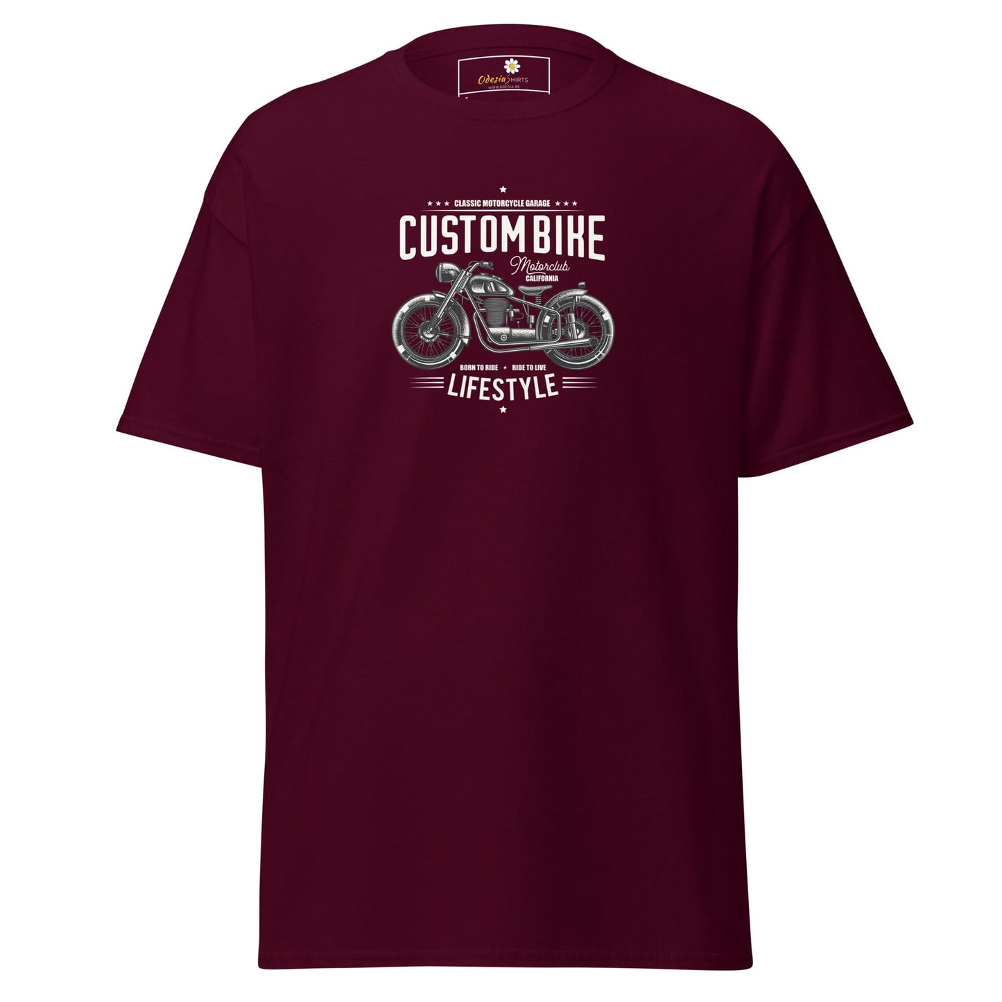 Unisex classic t-shirt - MOTOR CUSTOM BIKE - REGULAR - Maroon / S