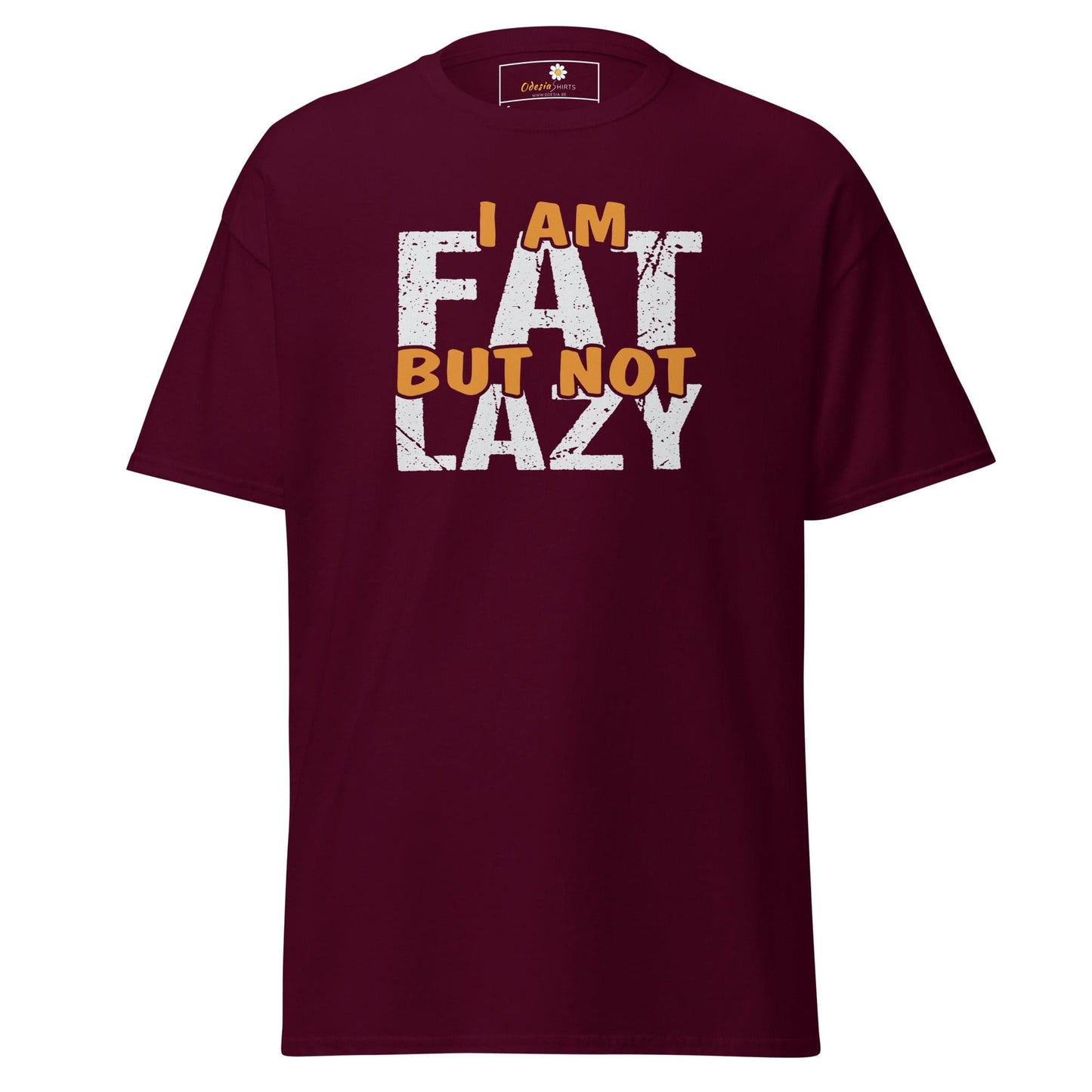 Unisex classic t-shirt - FUN FAT NOT LAZY - REGULAR - Maroon / S
