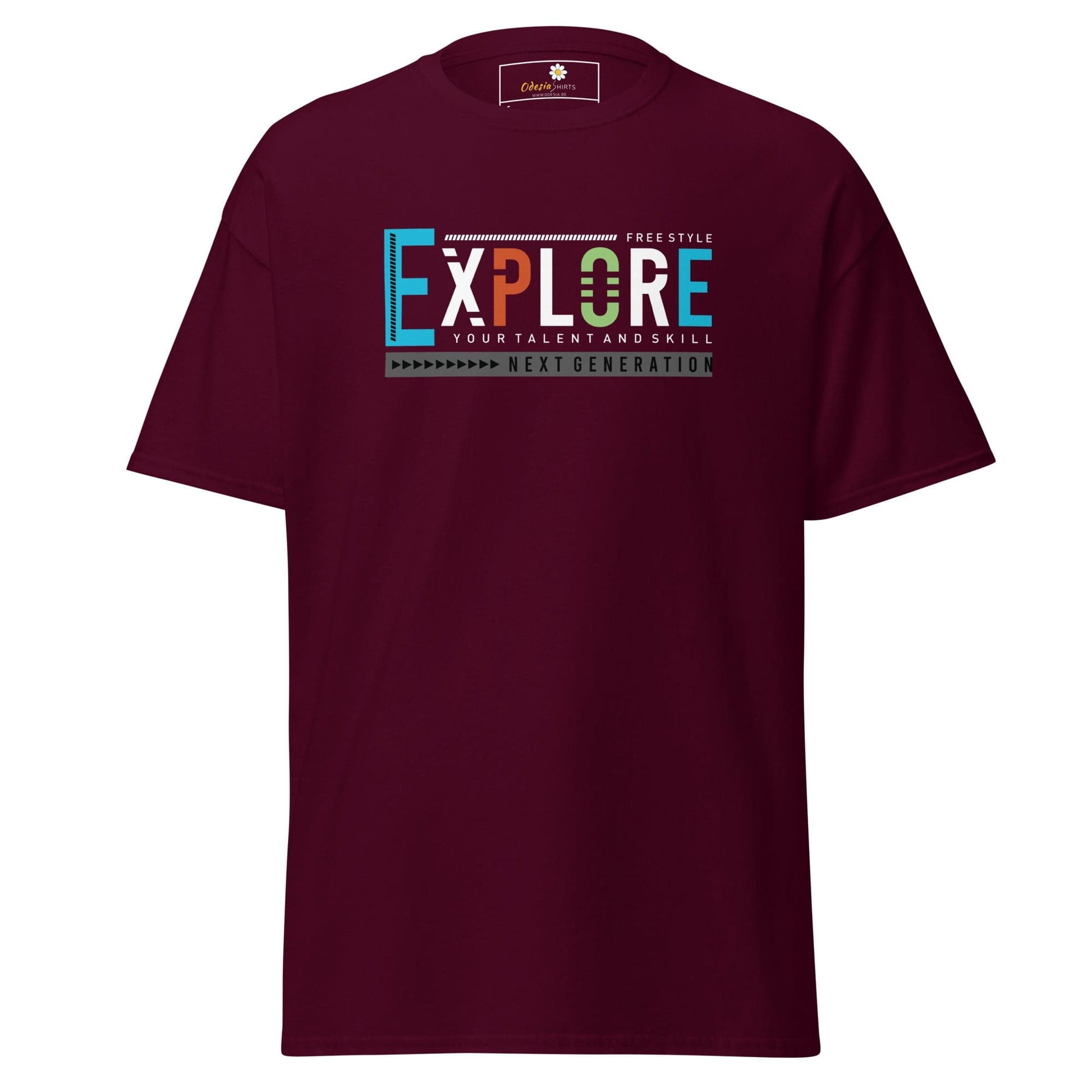 Unisex classic t-shirt - ADVENTURE EXPLORE FREESTYLE - REGULAR - Maroon / S