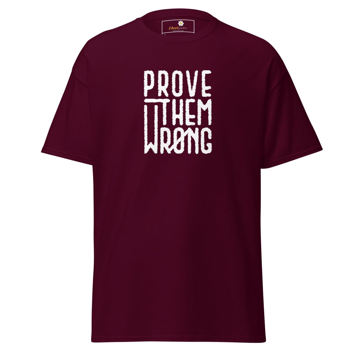 Maroon T-shirt with white text from T-SHIRT DESIGN TEE for Men and Women, sizes S to XL