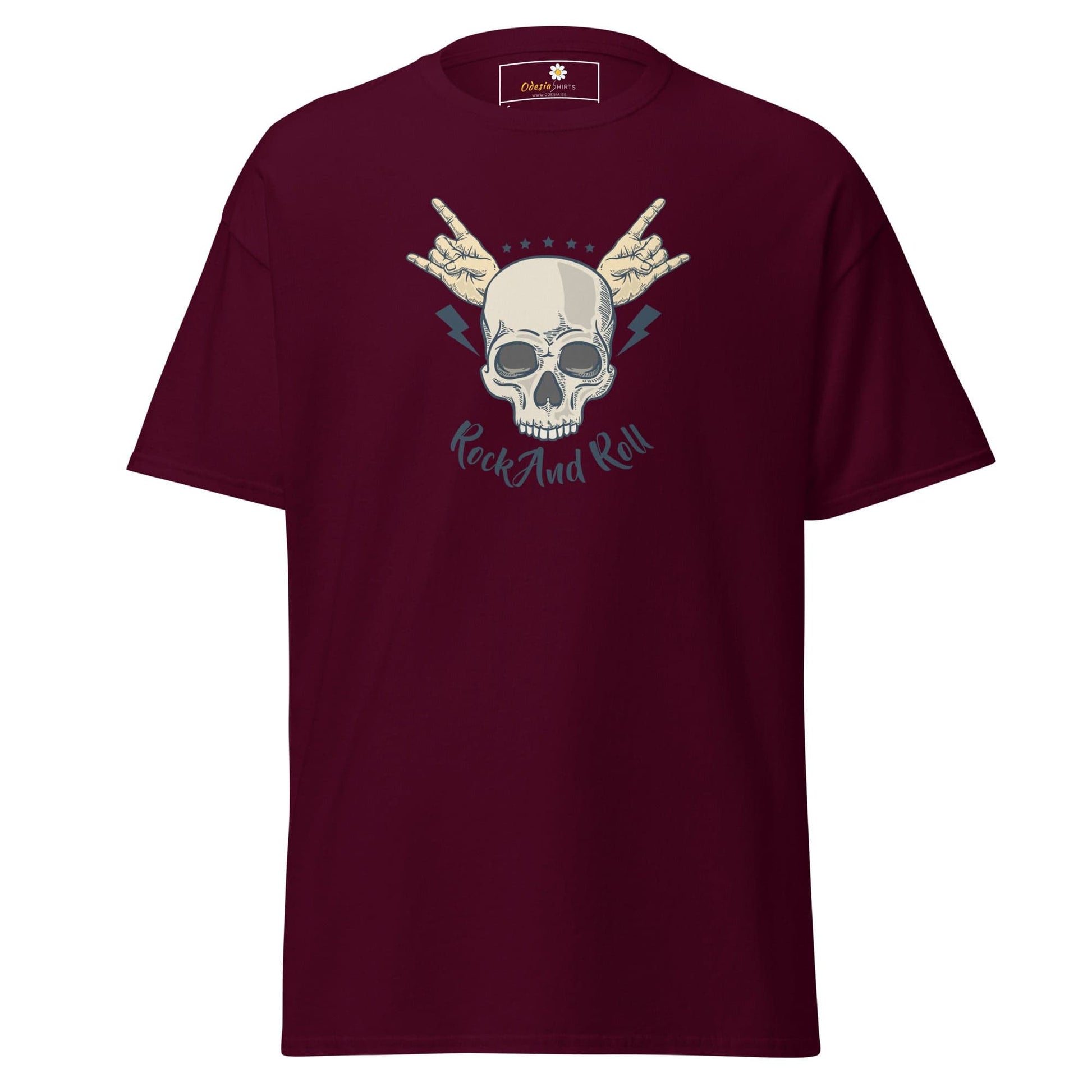 Maroon T-shirt with skull graphic from T-SHIRT DESIGN TEE for Men and Women S to XL