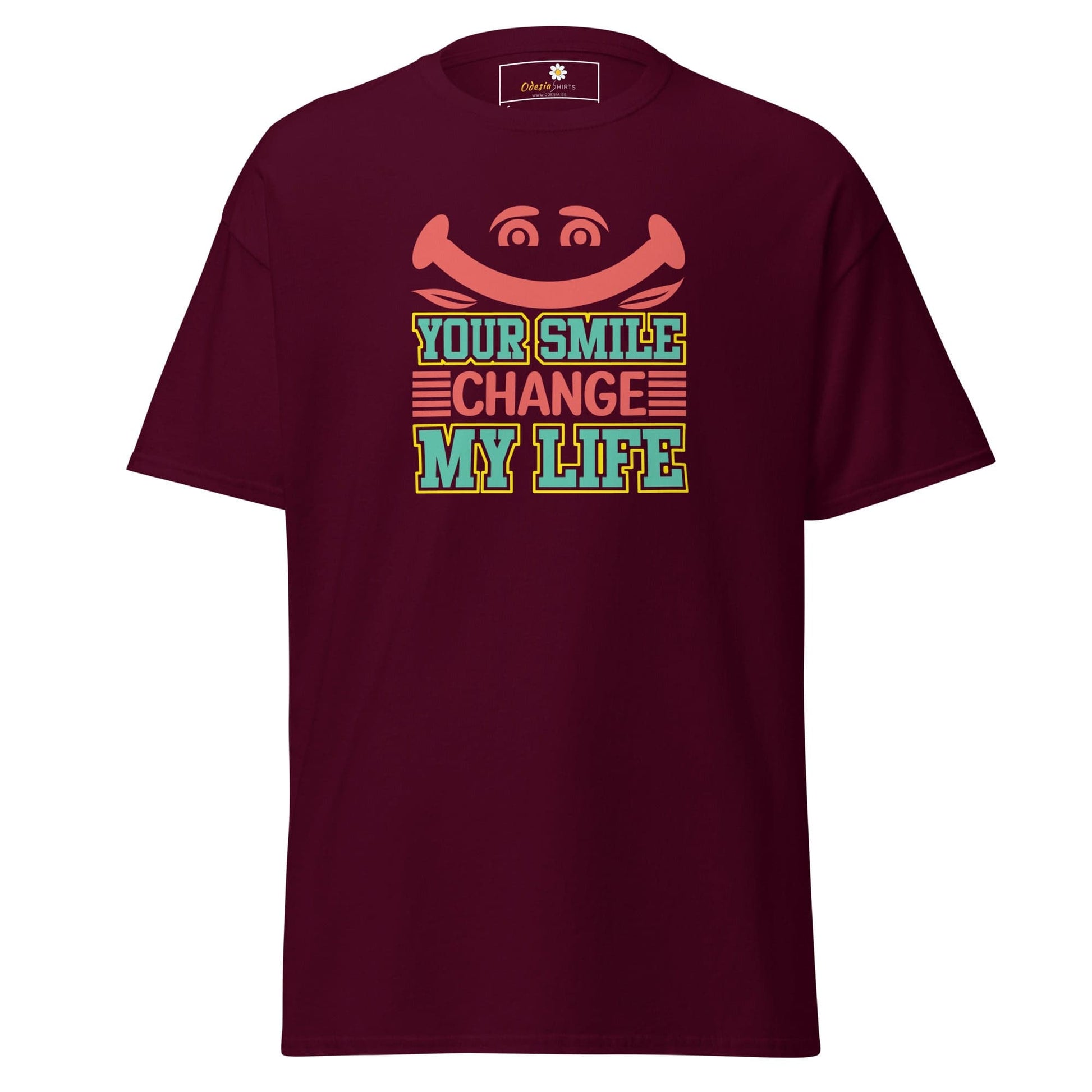 Unisex classic t-shirt - TEXT YOUR SMILE CHANGE - REGULAR - Maroon / S