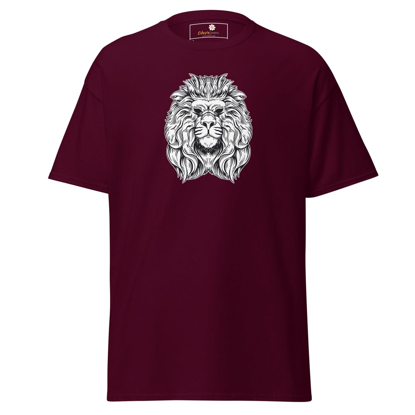 Unisex classic t-shirt - WILD LIFE LION HEAD - REGULAR - Maroon / S