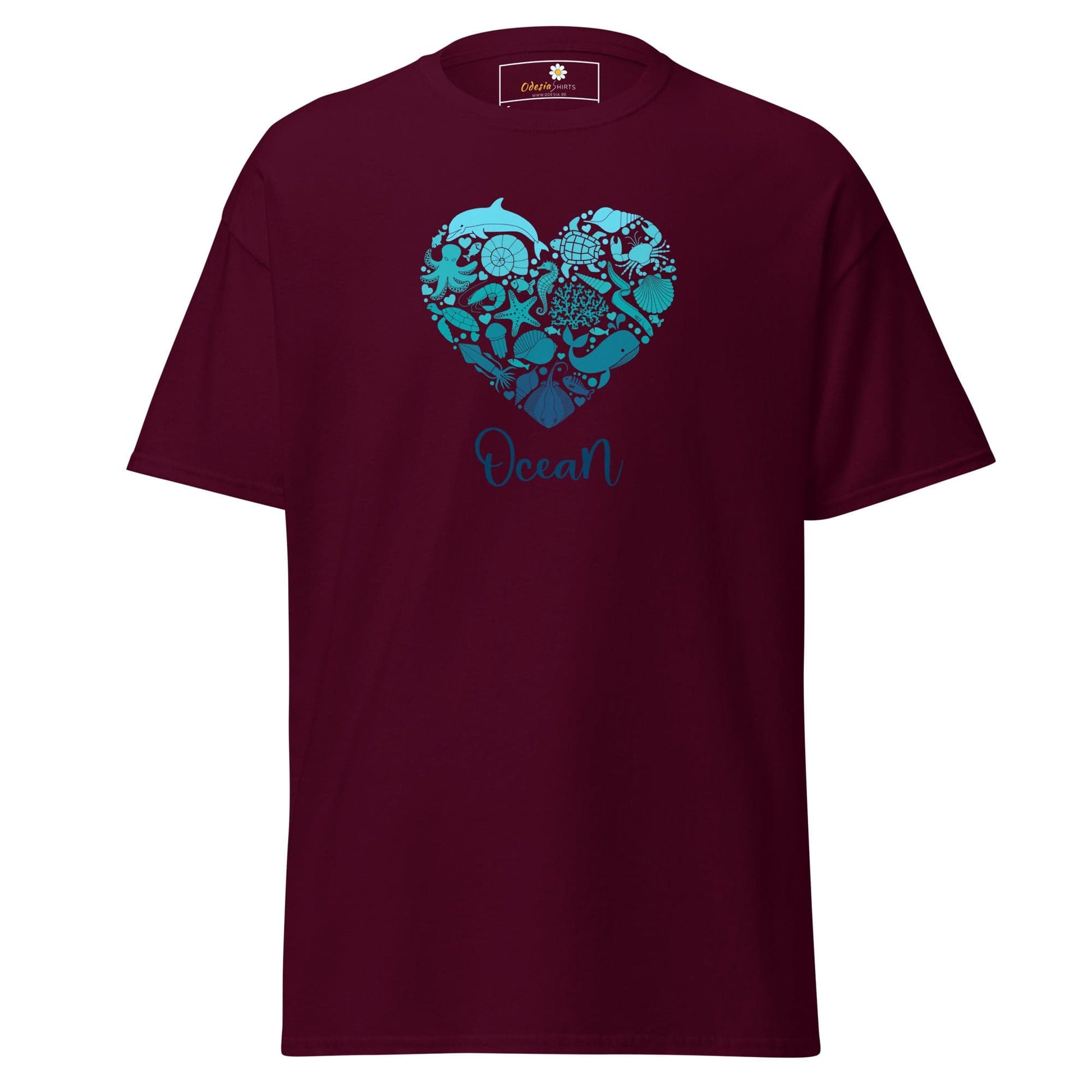 Unisex classic t-shirt - FANTASY SEALIFE HEART OCEAN - REGULAR - Maroon / S