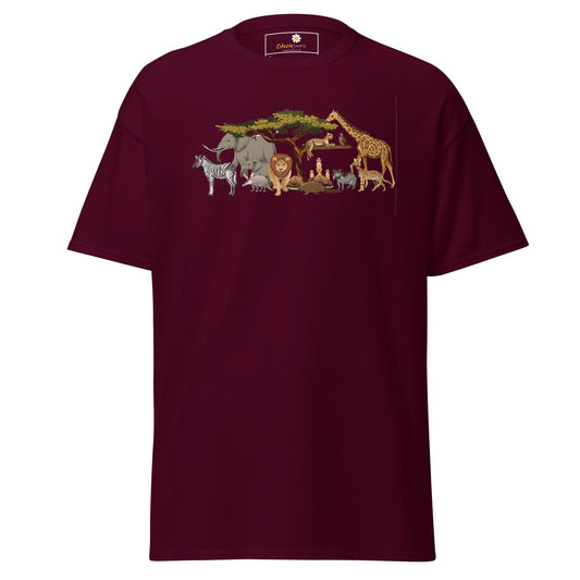Unisex classic t-shirt - WILD LIFE ANIMALS - REGULAR - Maroon / S