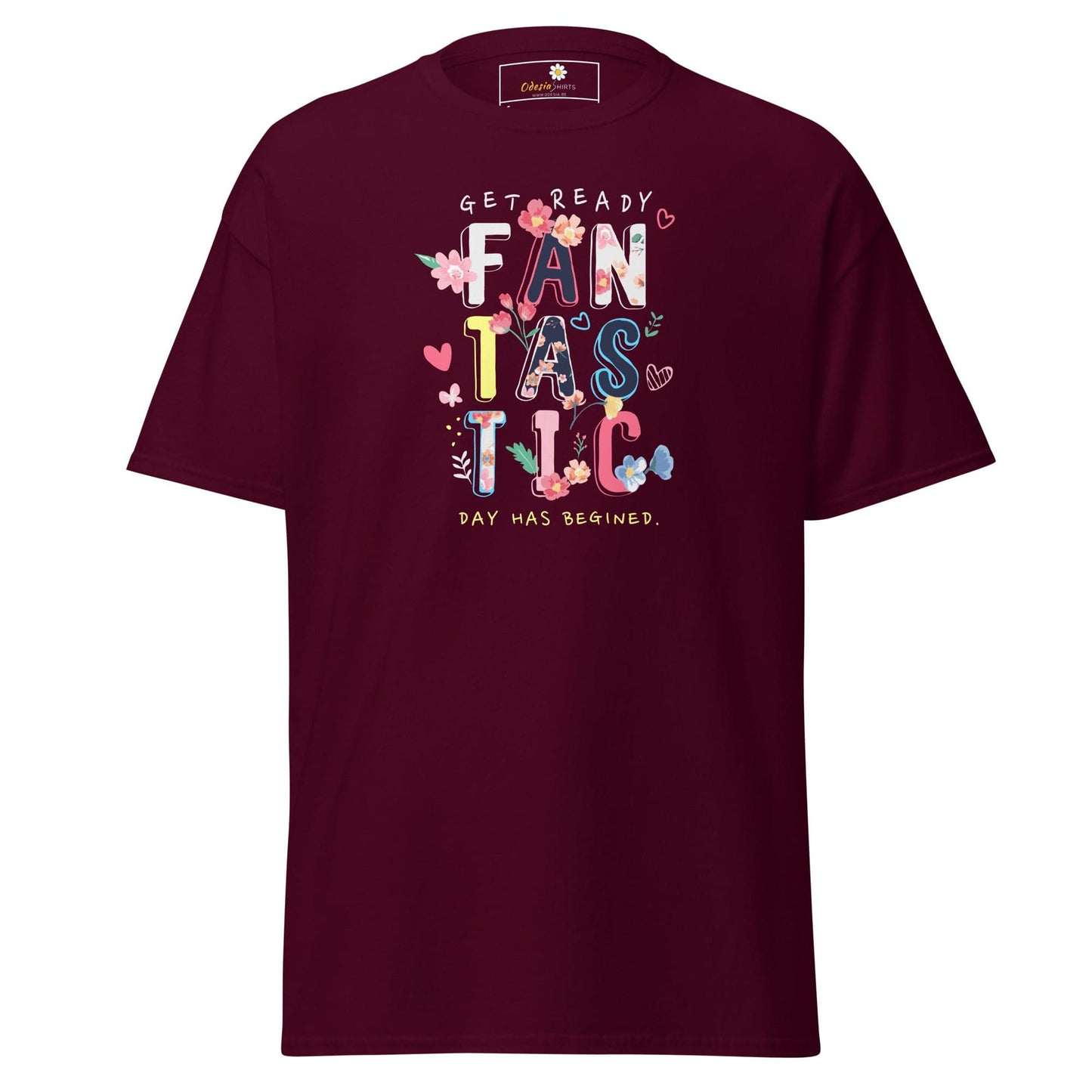 Unisex classic t-shirt - TEXT FANTASTIC DAY - REGULAR - Maroon / S