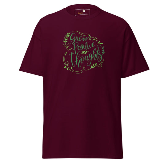 Unisex classic t-shirt - TEXT POSITIVE GROW THOUGHTS - REGULAR - Maroon / S