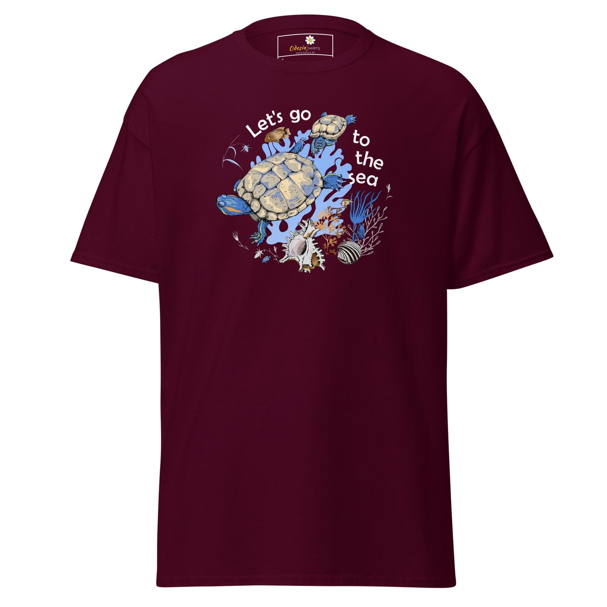 Unisex classic t-shirt - WILD LIFE TORTOISE LET GO SEA - REGULAR - Maroon / S