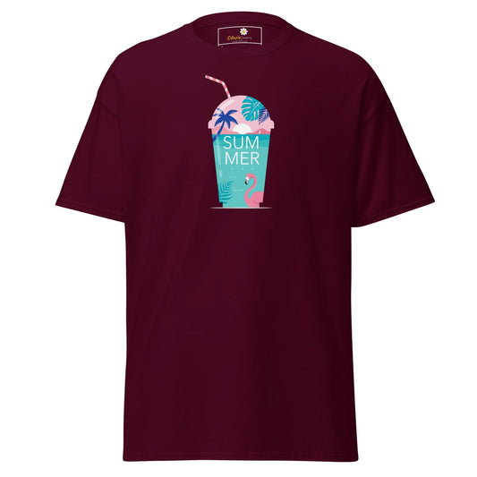 Maroon t-shirt with summer drink graphic for Men and Women sizes S to XL