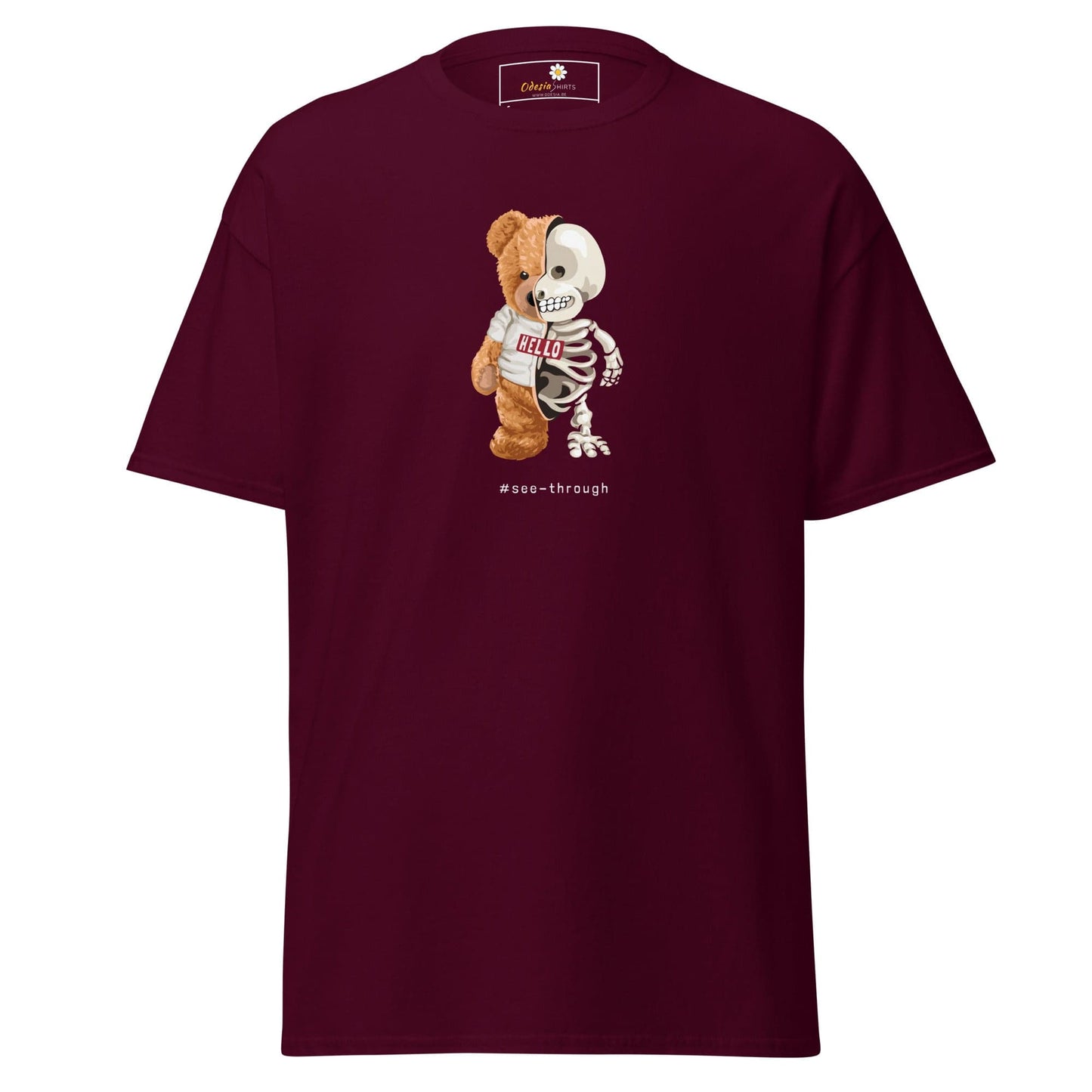 Unisex classic t-shirt - FUN BEAR SKULL - REGULAR - Maroon / S