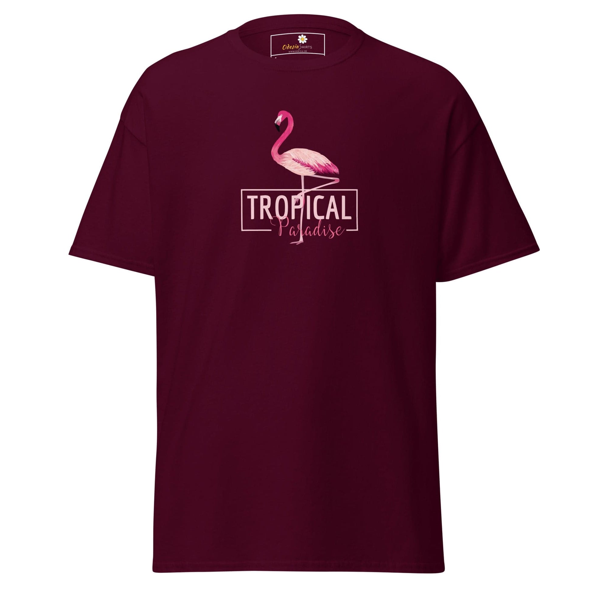 Unisex classic t-shirt - WILD LIFE PARADISE FLAMINGO - REGULAR - Maroon / S