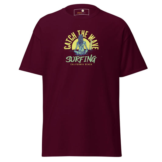 Unisex classic t-shirt - SUMMER SURFING LADY - REGULAR - Maroon / S