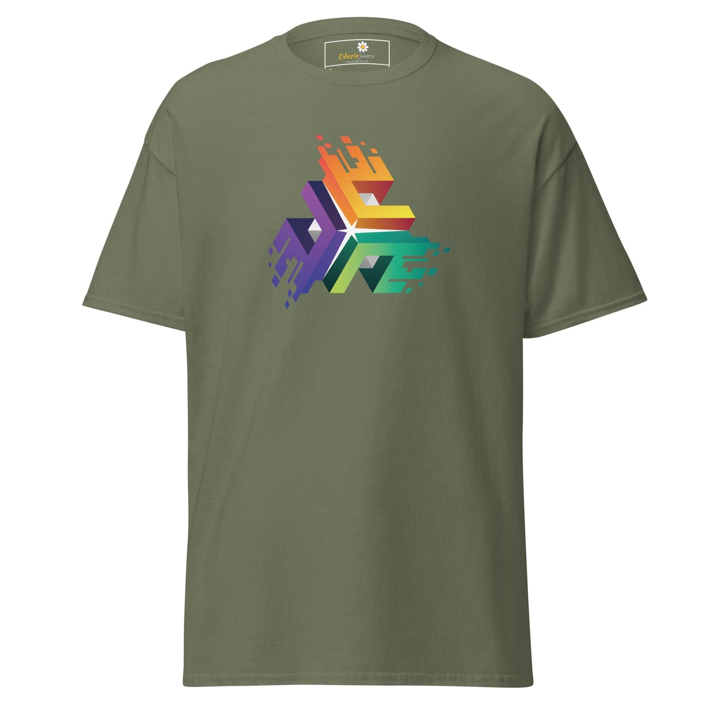 Unisex classic t-shirt - ABSTRACT COLOR CUBES - REGULAR - Military Green / S