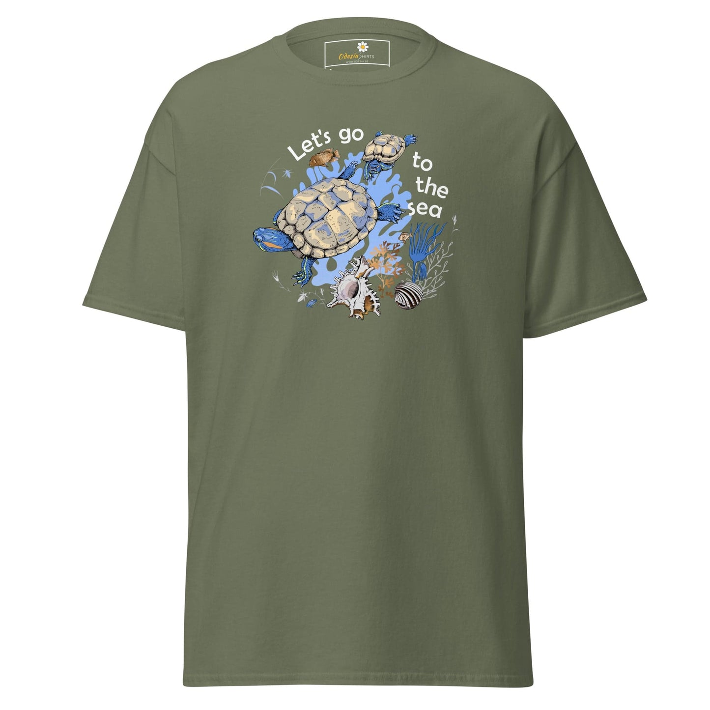 Unisex classic t-shirt - WILD LIFE TORTOISE LET GO SEA - REGULAR - Military Green / S