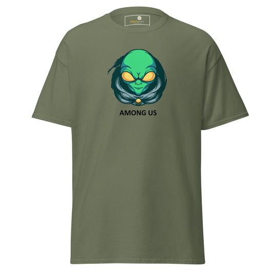 Unisex classic t-shirt - SPACE ALIEN AMONG US - REGULAR - Military Green / S