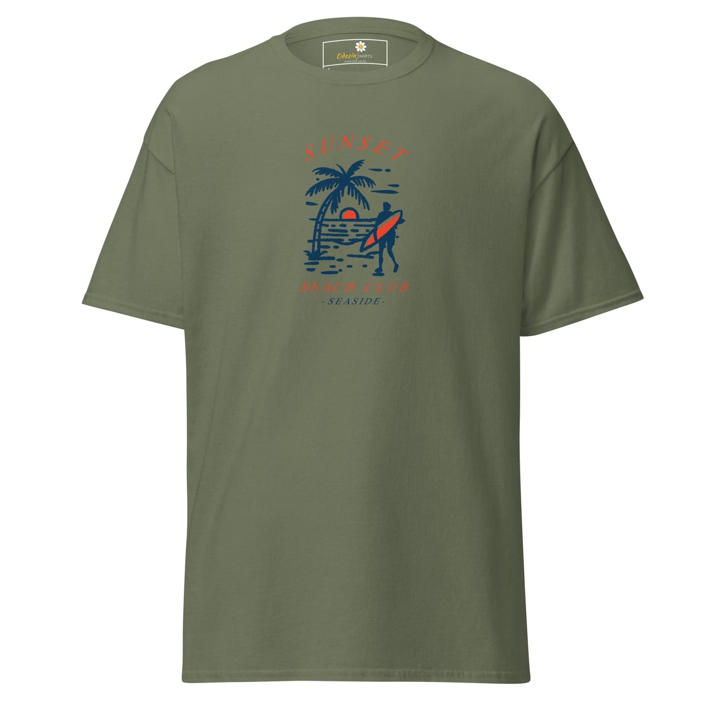 Unisex classic t-shirt - SUMMER SUNSET BEACHT CLUB - REGULAR - Military Green / S