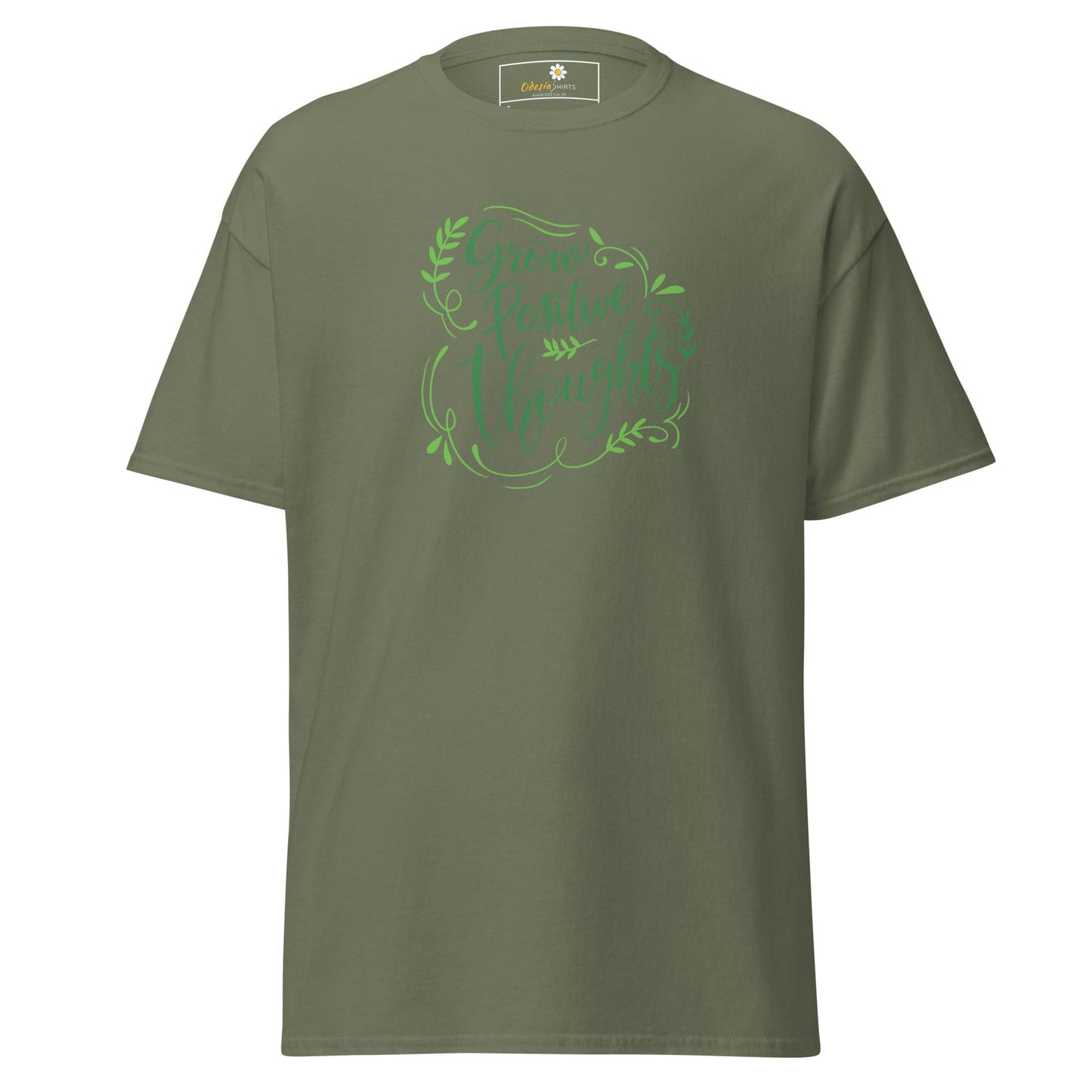 Unisex classic t-shirt - TEXT POSITIVE GROW THOUGHTS - REGULAR - Military Green / S
