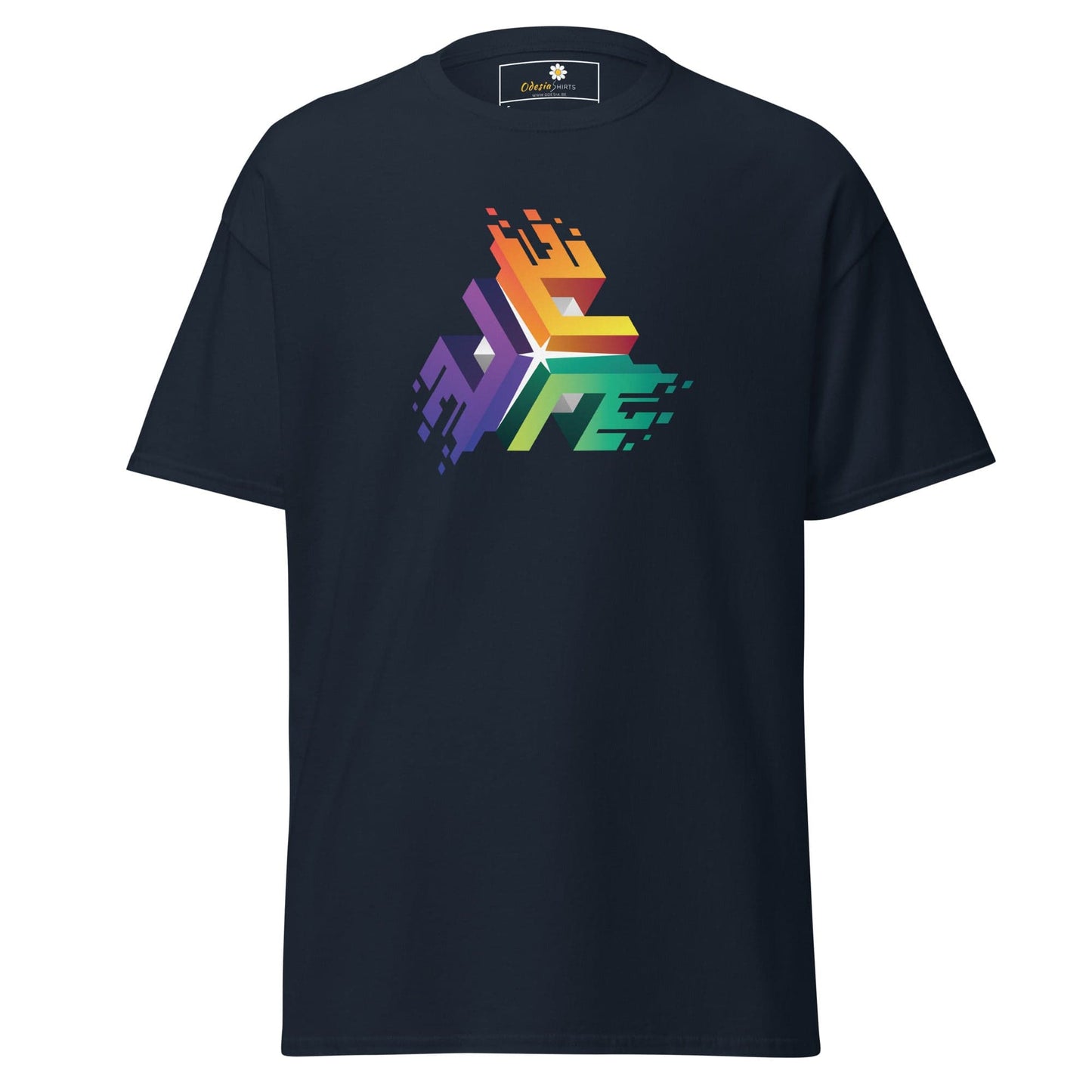 Unisex classic t-shirt - ABSTRACT COLOR CUBES - REGULAR - Navy / S