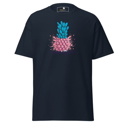 Navy T-shirt with pineapple graphic from T-SHIRT DESIGN TEE for men and women S to XL